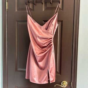 NWT Blue Blush rose gold satin dress
